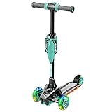 Small Rider Premium Pro 3-Rad-Kick-Scooter, Motorrad-Soundeffekte, LED-Leuchten mit Breiten PU-Rädern und Deck, zerlegbar, höhenverstellbar, Kinder Roller, Tretroller Jungen und Mädchen 3+ (Aqua)