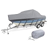 LDIW Boot Abdeckplane Bootspersenning 420D Oxford Persenning Bootsplane Wasserdicht Bootsabdeckung für V-Rumpf, Ruderboot, Angelboot,Grau,20 to 22ft: 700x254