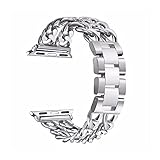JJKFQ 38mm 42mm 40mm 44mm Edelstahlkettenschleifenband (Color : Silver, Size : 42mm and 44mm)