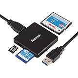 Hama Kartenleser USB 3.0 (Kartenlesegerät für SD | SDHC | SDXC | microSD | microSDHC | microSDXC | CF Speicherkarte, Card Reader mit USB Kabel für Windows PC|Mac|Notebook|Laptop|TV) schw