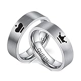 ANAZOZ Paar Ringe Edelstahl King und Queen Hochzeitsringe Partnerringe Auf Rechnung Silber Damen Ring Zeigefinger für Frauen und Männer Damen 57 (18.1) & Herren 62 (19.7)