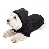 GOODS+GADGETS Schwarzer Hundemantel mit Kapuze; Schicke Hunde-Jacke Hundeanorak für Ihren Hund; Größe XL-XXL (46cm)