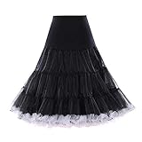 Boolavard® TM 50er Jahre 26' Petticoat Reifrock Unter Rock Unterrock Unterrock Reifrock Röcke Vintage Swing APPLELOVE (L-XL (EU 42-50), Schwarz mit Weißer Verzierung)