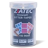 Ziatec Cross Tapes Box mit 102 oder 204 Pflaster Tape Schutzdose, Gittertapes, Akupunkturpflaster, Größe:Universalgröße, Farbe:Mix