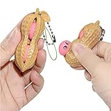 3pcsStress Relief Fidget Toys Schlüsselbund Verbessern Sie den Fokus Officer Gesichtsausdrücke Squeeze Peanut Stress Angst Relief Keychain Spielzeug für Kinder und Erw