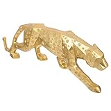 IMIKEYA Goldene Leopard Figuren Abstrakte Gold Panther Skulptur Harz Safari Tiere Statuen Skulpturen Büro Desktop Glück Dekorationen für Und Bü