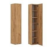 PLATAN ROOM Badezimmer Hängeschrank Wandschrank 105/ 160cm hoch Badhängeschrank mit Fronten in Hochglanz und Push-to-Open Funktion (Eiche Gold, 160 x 30 x 32)