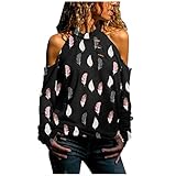 CHUNSE Off Shoulder Pullover Damen Sweatshirt Damen Ohne Kapuze Aushöhlen Langarm Bluse Shirt Tops Pullover Jumper Sw