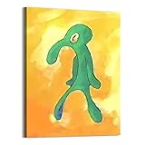 Bold and Brash Squidward Wandbilder für Schlafzimmer, schöne Wanddrucke auf gelber Leinwand. Wandkunst für Badezimmer, wasserfest, toll als Geschenk für Jungs oder als Küchendeko 30x40cm(12'x16')