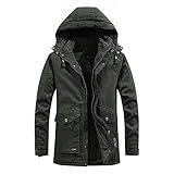 LLYYDS Herren Winter Jacke Warme Verdicken Kapuzenjacke Fleece Gefüttert Outdoorjacke für Männer Loose Fit Winter Thermojacke mit Reißverschluss und Tasche Herren Übergangsjacke Steppjack