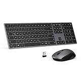 seenda Tastatur Maus Set Kabellos, 2.4GHz Ultradünne Kabellose Tastatur und Maus, Funk Tastatur Maus Set mit Ziffernblock, kompatibel für Windows PC/Laptop/Smart-TV, Deutsch QWERTZ Layout, Space G