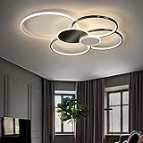 Deckenleuchte Dimmbar Nordischer Stil Design Schwarz Gold LED Lampe für Studierzimmer Ruheraum Deckenleuchte Schlafzimmer Mit Fernbedienung 71W (Schwarz)