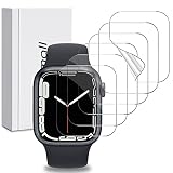 Miimall 6 Stück Displayschutzfolie Kompatibel mit Apple Watch Series 7 45mm 41mm Schutzfolie, Weiche TPU Maximale Abdeckung Klar HD Anti-Kratzen Blasenfreie Flexible TPU Folie für iWatch Serie 7 45