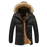 Lomelomme Wintermantel Herren Winterjacke Warme Lang Gefütterte Parka Mit Kunstfell Kapuze Outdoor Winterjacke Warme Parka Wasserdicht Skijacke Funktionsjack