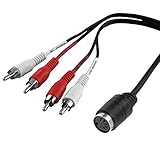 BestPlug 20cm Y Audio Stereo Kabel Adapter Verteiler Splitter Weiche, 4 L-R Cinch Stecker männlich auf 1 5pol MIDI Buchse Kupplung weiblich, Schw