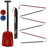 ALPIDEX Lawinensonde 260 oder 320cm und Schneeschaufel Klappbar Set Aluminium Leicht Kompakt Lawinenset, Farbe:Red - 260