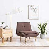 UnfadeMemory Slipper-Stuhl Stoffpolsterung Relaxstuhl Wohnzimmer Sessel Schlafzimmerstuhl Polstersessel Gepolsterte Sitz und Rückenlehne (Braun, 73 x 66 x 77 cm)