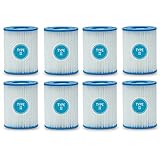 ZESHIZE Filterpatronen für Bestway Typ II, Ersatz-Filter für Familien-Pool, Filter Typ II für Swimmingpool Pumpen Intex or Bestway Gr. 2, Poolreinigungsfilter Zubehör, Kartuschenfilter Papier (8pcs)