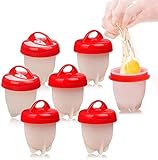 HUHUDAY Eierkocher, Eierkochern Ohne Schale Easy Eggs, Tolle Handhabung, Leichtzureinigen, 7 Stück Maker Egg Cooker Antihaft Eier Pochier S