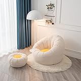 GXUYN Sitzsack Kinder & Erwachsene Bean Bag Bodenkissen Lounge Sitzhocker (Ohne Füllung) zum Zocken & Lesen, Indoor- und Outdoor-geeignet,Yellow beige,L