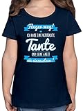 Statement Sprüche Kinder - Ich Habe eine verrückte Tante Blau - 164 (14/15 Jahre) - Dunkelblau - t-Shirt ich Bin die verrückte Tante - F131K - Mädchen Kinder T-S