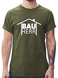 Sprüche Statement mit Spruch - Bauherr Heimwerker - L - Army Grün - gelb t-Shirt Herren - L190 - Tshirt Herren und Männer T-S