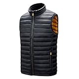 Herren Thermojacke, Stehkragen Winddicht Warmhalten Leichte Ärmellose Winterjacke Für Den Outdoor-Alltag,Schwarz,M