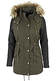 Urban Classics Damen Jacke Jacke Leather Imitation Sleeve Parka mehrfarbig (Olv/Blk) M