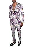URVIP 2021 Neuheiten Herren's 3D-Bedruckter Langarmhemd Hose Zweiteiliges Set Pflanzen Landschaft Trainingsanzüge Hemd Jogger Gym Sport Sweat Anzug Hosen Outfits Colour-04 XL