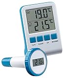 infactory Wasserthermometer: Digitales Teich- und Poolthermometer mit LCD-Funk-Empfänger, IPX8 (Wasser Thermometer Funk)