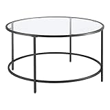 [en.casa] Couchtisch Kouvola Glas-Tischplatte Stahlgestell Glastisch 84 x 45,5 cm Wohnzimmertisch Kaffeetisch Schw