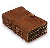 Kleines Vintage-Leder-Tagebuch - Handgemachtes Antikes Leder Gebundenes Journal mit Antikem, Zerrissenem Rustikalem Kantenpapier - Perfekt zum Schreiben, Journaling, Notizen, Zeichnen - 10x15.25