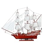 LUYIYI Rotes Segelboot-Modell Holz Vintage Schiff Spielzeug Kunsthandwerk Kreative Geschenke Wohnzimmer Schlafzimmer Dek