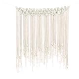 Jorzer Makramee Wandbehang-böhmische Art Handarbeit Baumwolle Fringe Quaste Banner -Art Woven-Wand-Dekor Boho Chic Home Decoration für Wohnung Schlafzimmer Wohnzimmer- gesponnene handg