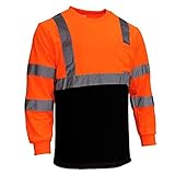 Gut sichtbare reflektierende Sicherheitsweste Sicherheit Langarm, Gelb T-Shirt Reflektierende Arbeitsplatten Sicherheitswesten für Herren Damen (Color : 2 Orange, Größe : XL)