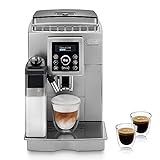 De'Longhi ECAM 23.466.S Kaffeevollautomat mit LatteCrema Milchsystem, Cappuccino und Espresso auf Knopfdruck, Digitaldisplay mit Klartext, 2-Tassen-Funktion, Großer 1,8 Liter Wassertank, silb