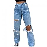 Cocila Damen Y2K High Waist Jeans Zerrissene Stretchy Skinny Baggy Wide Straight Leg Boyfriends Jeans Streetwear Denim Pants J