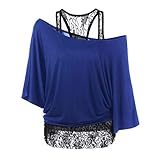Dünner Oberteile Damen Elegant Feste Sweatshirt Oberteil Frauen Aushöhlen Zerschneiden Lässiges Mode Bluse Damen Rundhalsausschnitt Blouse Einfarbig T-Shirt Hemd 3/4 Arm Gefälschtes Zweiteilig