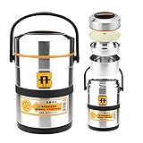 Yeah-hhi Leckdichter Isoliertes Nahrungsmittelgefäß Edelstahl-Lunchbox Für Erwachsene, Schule, Büro, Picknick, Reisen,Silber,2.6L