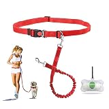 bobipaw Hundeleine, einziehbare Hundeleine, elastischer Bungee-Laufgürtel, Joggingleine mit Taillengürtel zum Laufen, Spazierengehen und Wandern, Länge verstellbar, S