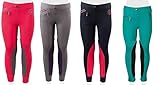 PFIFF 102603 Kinder Reitleggings Ella Stoff Besatz Reithose Mädchenreithose, Grau / Lila 134