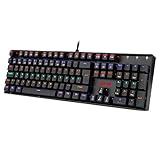 REDRAGON K551 Mechanische Gaming Tastatur Keyboard mit Staubgeschützten Rote Schalter 104 Tasten für PC Gaming DE QWERTZ (Rainbow LED Beleuchtet)