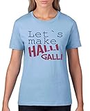 Comedy Shirts - Let's Make Halli Galli - Damen T-Shirt - Hellblau/Lila-Fuchsia Gr. S