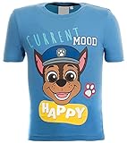 Brandsseller Kinder T-Shirt Jungen Freizeitshirt Kurzarmshirt mit Motiven im Stil von Paw Patrol Blau 122-128