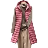 Generic Damen Winter Daunenweste Mantel Kapuzen Leichte Lange Schlanke Weste Jacke Übergroße Ärmellose Tragbare Steppweste Für Damen Warm W