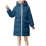 Damen Wintermantel Winterparka mit Kapuzen Steppmantel mit Reißverschluss Winter Jacke Parka Mantel mit Rippstrickbündchen Warme Lang Winterjacke mit Tasche Langarm Daunenmantel mit Kordelzug