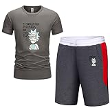DYJXIGO Rick und Morty Printed T-Shirt Shorts für Männer, Neuheit Kurzarm Tops Trainingsanzug Set Hemden Dark Gray-XXXL