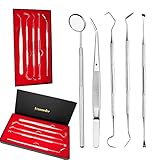 5er Dental SET Zahnreinigung Zahnsteinentferner Zahnsonde Zahnpflege Prämie Zahnreinigung Zahnsteinentferner Zahnsonde Mundspiegel Scaler Aus E