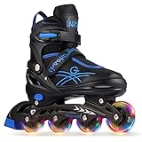 Inliner Kinder Vestellbare für Jungen Mädchen, Soldow Inlineskates mit LED Leucht PU Räder, Komfortable, Atmungsaktiv， Größenverstellbar für Anfänger und Erwachsene H