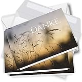 Trauer Danksagungskarten mit Umschlag | Motiv: Gräser, 10 Stück | Dankeskarten DIN A6 Set | Klappkarten-Trauerkarten Danksagung Danke sag